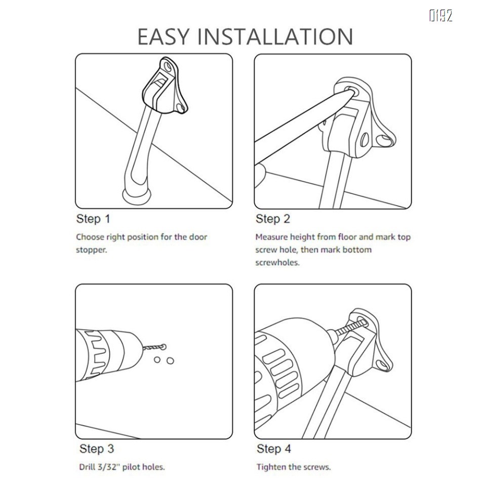 5-Inch Door Stopper Hinge Metal Kickdown Door Stop Door Kickstand with Non-Slip Rubber Tip for Heavy Garage Door