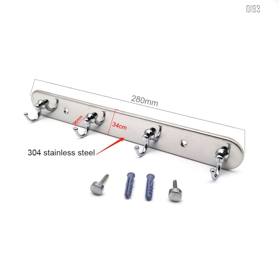 Stainless Steel Hook Rack Coat Hook Rack Wall Mounted SUS304 Brushed Hook