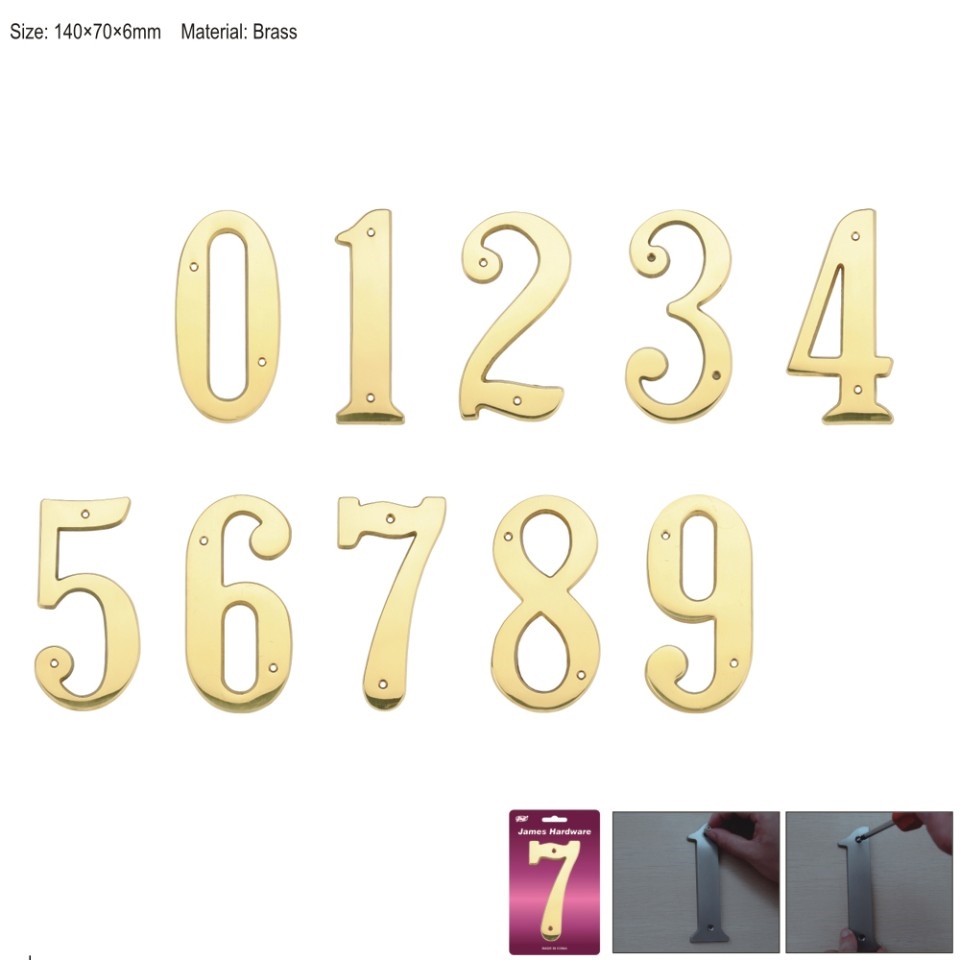 6 inch Copper Plaque for Outdoor Address Plate of Household Door Brass Number in 140 mm Grand Modern Door Number Hotel