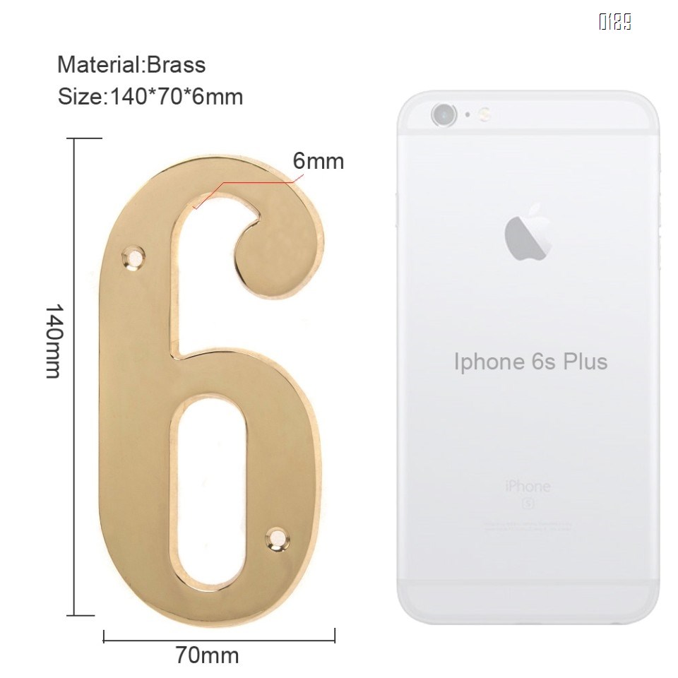 6 inch Copper Plaque for Outdoor Address Plate of Household Door Brass Number in 140 mm Grand Modern Door Number Hotel