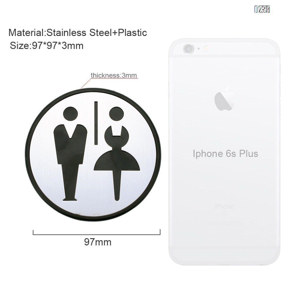 Self Sticker Round Sign  Restroom, Bathroom Door Sign for Offices, Businesses,Stainless Steel Plus Plastic bathroom signs