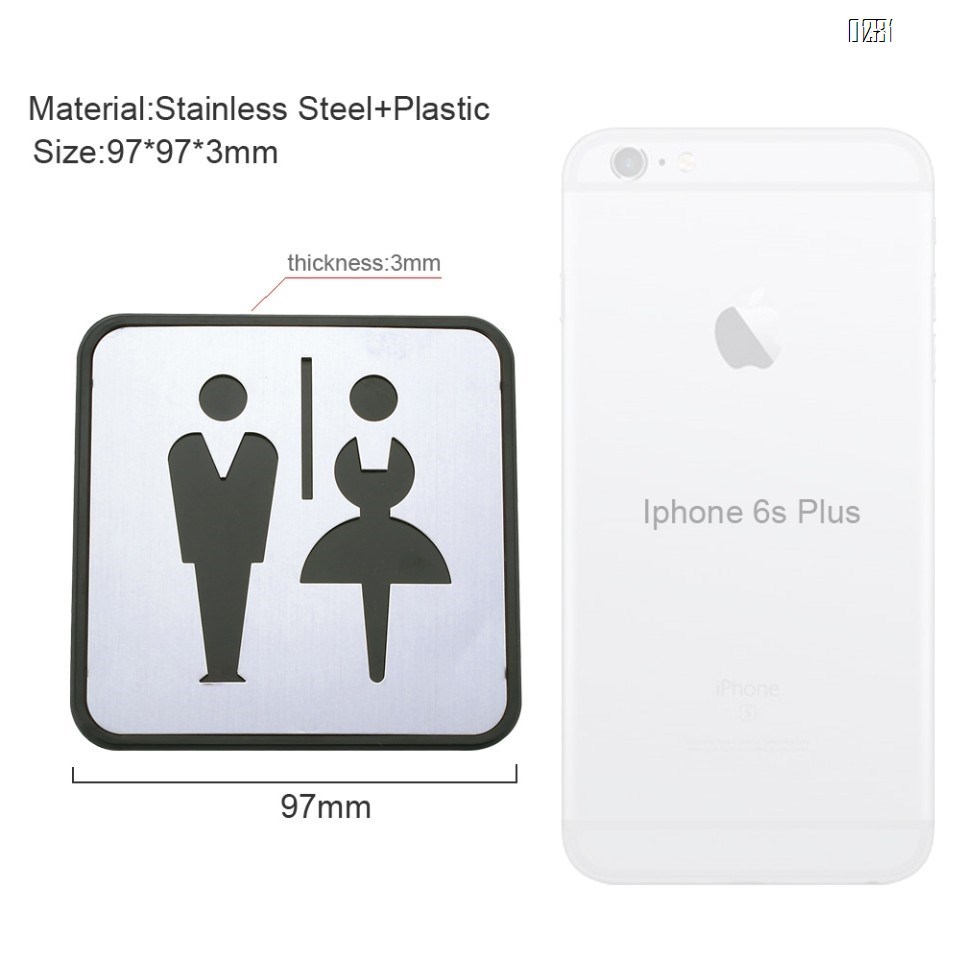 Self Sticker Unisex Bathroom Signs,  Bathroom Door Sign for Offices, Businesses,Stainless Steel Plus Plastic bathroom signs