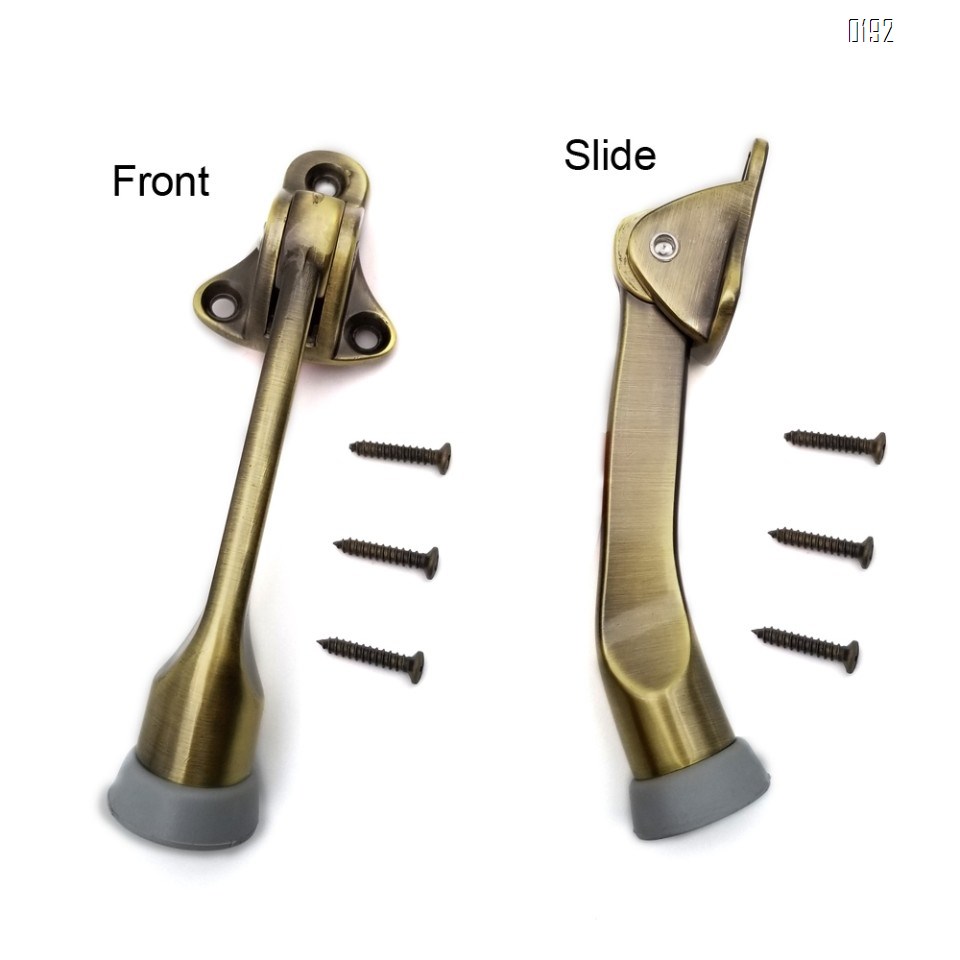 5-Inch Door Stopper Hinge Metal Kickdown Door Stop Door Kickstand with Non-Slip Rubber Tip for Heavy Garage Door