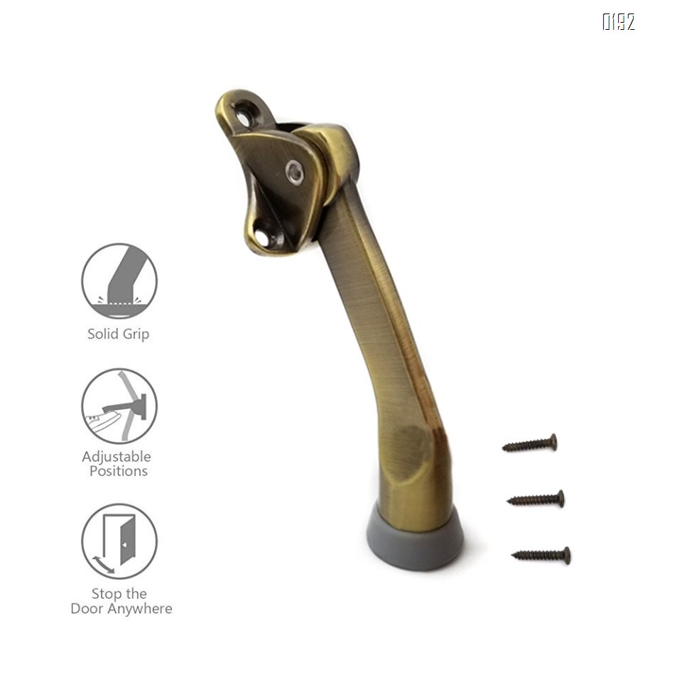 5-Inch Door Stopper Hinge Metal Kickdown Door Stop Door Kickstand with Non-Slip Rubber Tip for Heavy Garage Door