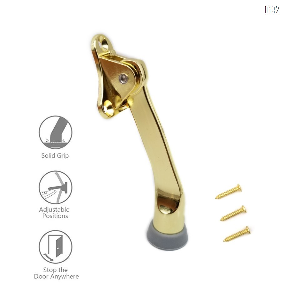 5-Inch Door Stopper Hinge Metal Kickdown Door Stop Door Kickstand with Non-Slip Rubber Tip for Heavy Garage Door