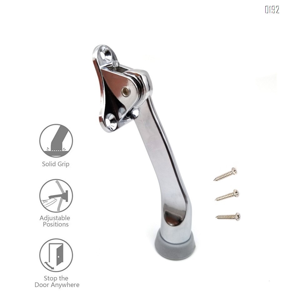 5-Inch Door Stopper Hinge Metal Kickdown Door Stop Door Kickstand with Non-Slip Rubber Tip for Heavy Garage Door