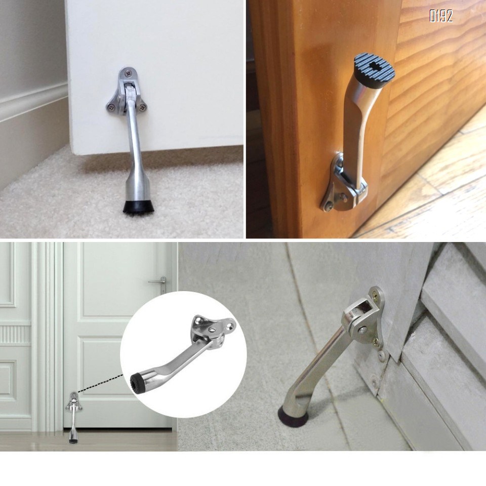 5-Inch Door Stopper Hinge Metal Kickdown Door Stop Door Kickstand with Non-Slip Rubber Tip for Heavy Garage Door