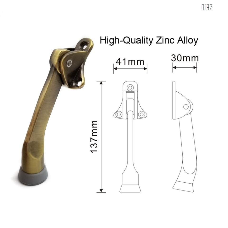 5-Inch Door Stopper Hinge Metal Kickdown Door Stop Door Kickstand with Non-Slip Rubber Tip for Heavy Garage Door