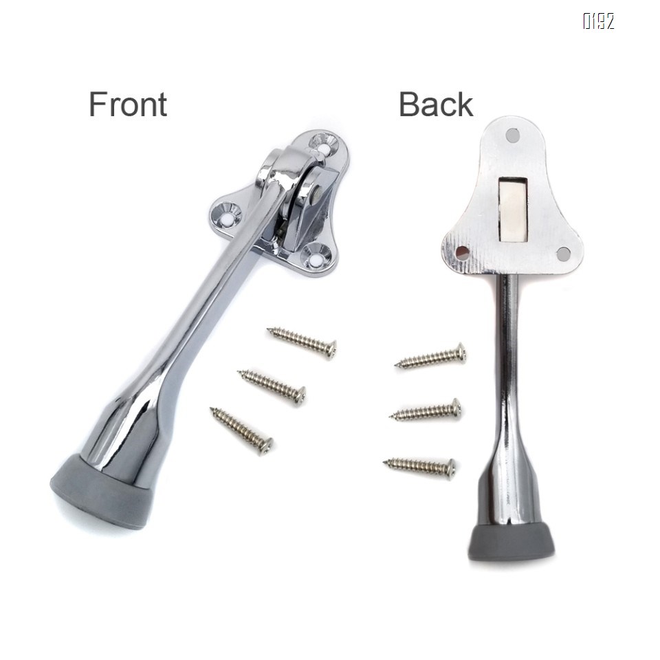 5-Inch Door Stopper Hinge Metal Kickdown Door Stop Door Kickstand with Non-Slip Rubber Tip for Heavy Garage Door