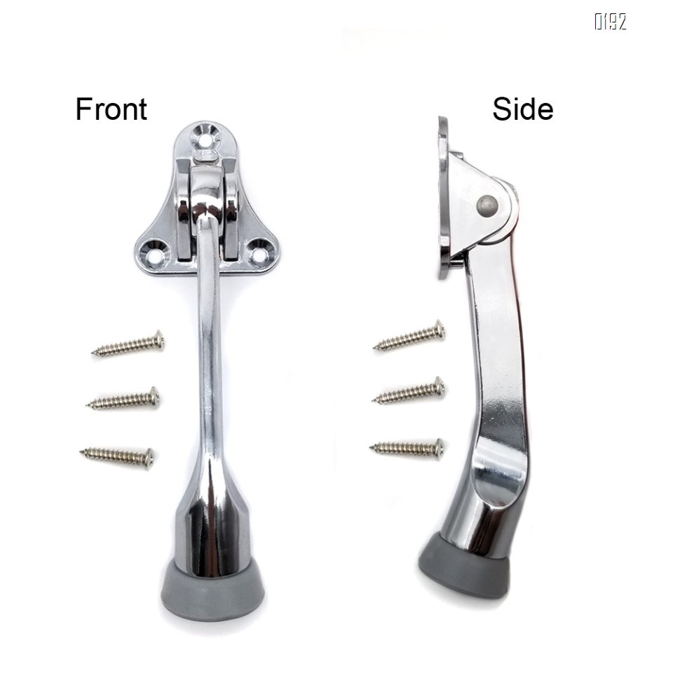 5-Inch Door Stopper Hinge Metal Kickdown Door Stop Door Kickstand with Non-Slip Rubber Tip for Heavy Garage Door