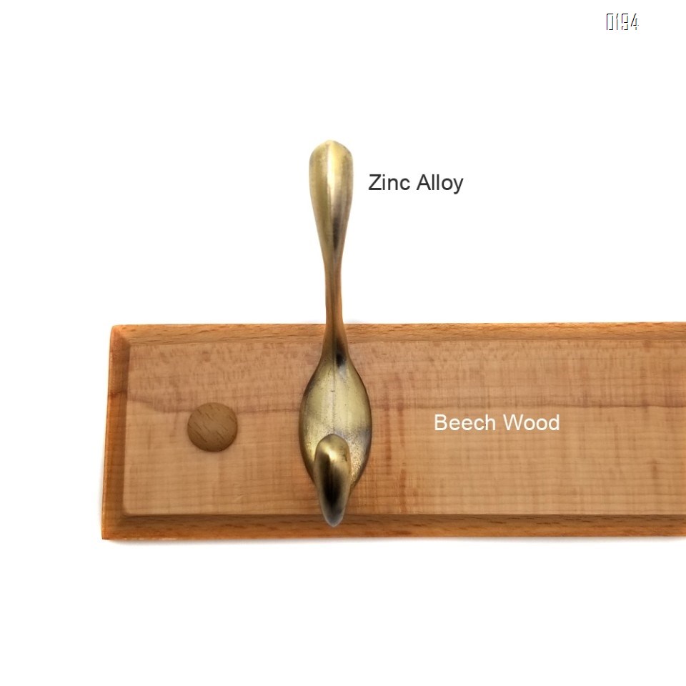 High quality beech and zinc alloy clothes hook  AB color bronze zinc alloy wooden hook