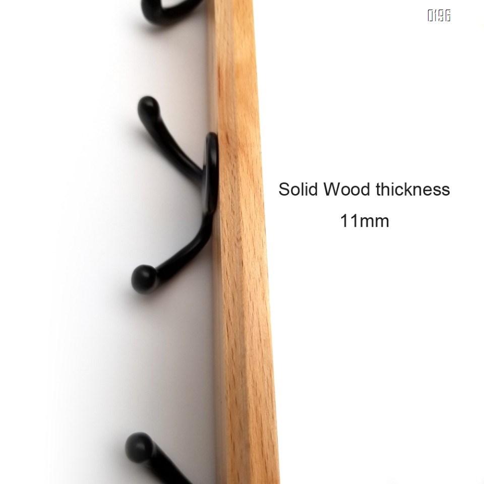 Household wooden  double hook coat rack -4 double hooks - wall hanging - decorative home storage - entrance  foyer corridor bathroom bedroom railing - high quality beech
