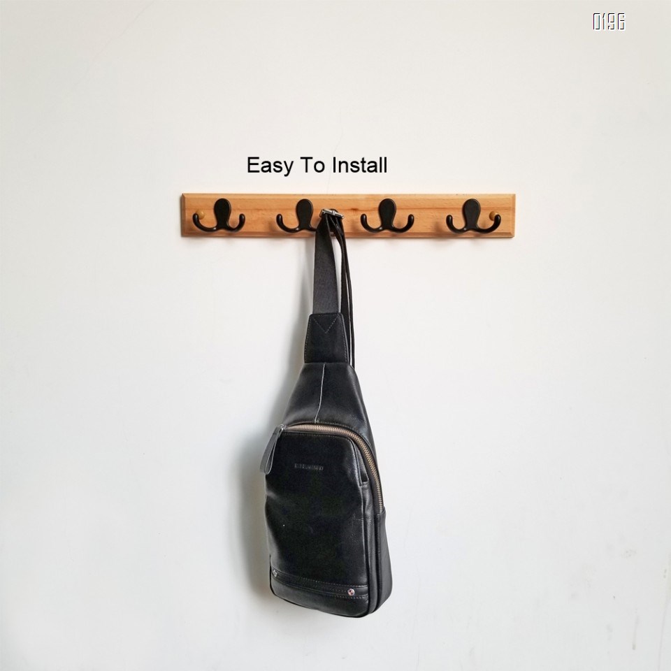 Household wooden  double hook coat rack -4 double hooks - wall hanging - decorative home storage - entrance  foyer corridor bathroom bedroom railing - high quality beech