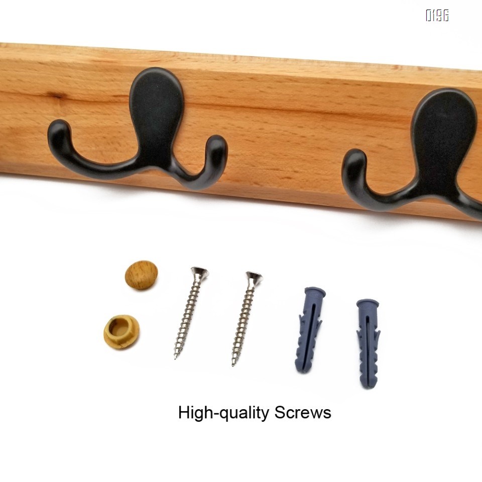 Household wooden  double hook coat rack -4 double hooks - wall hanging - decorative home storage - entrance  foyer corridor bathroom bedroom railing - high quality beech