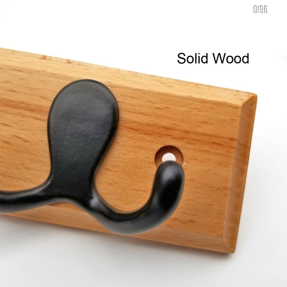 Household wooden  double hook coat rack -4 double hooks - wall hanging - decorative home storage - entrance  foyer corridor bathroom bedroom railing - high quality beech