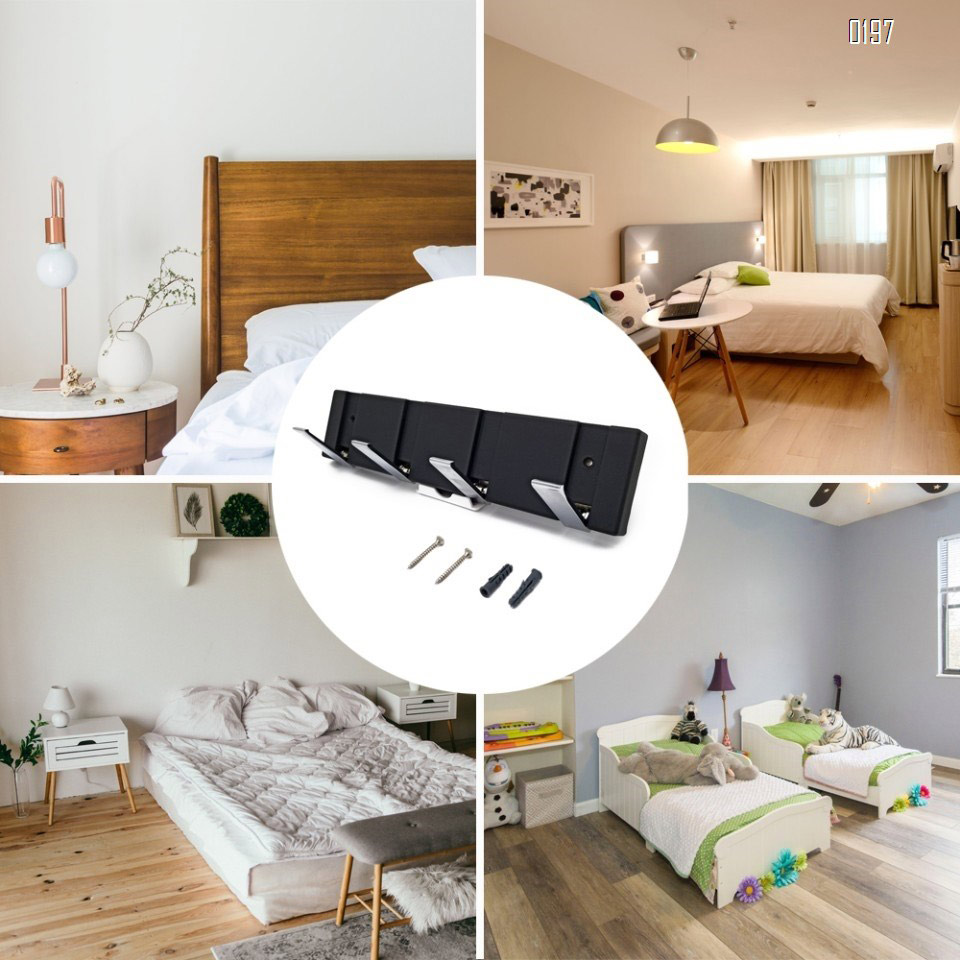 Household wall-mounted paint process folding flip zinc alloy hook frame -16 inches -4 folding jacket and hat rack hook - home entrance organization - towel cover belt backpack bracket