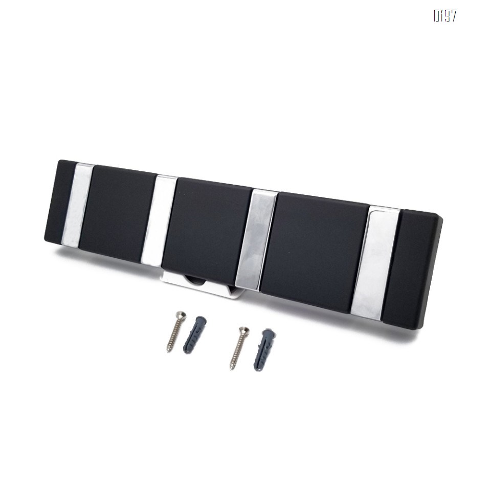 Household wall-mounted paint process folding flip zinc alloy hook frame -16 inches -4 folding jacket and hat rack hook - home entrance organization - towel cover belt backpack bracket