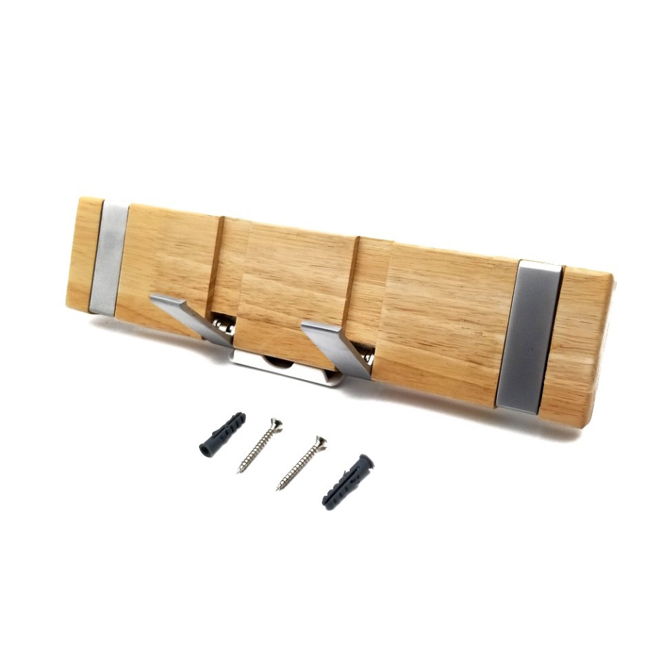 4 hook wooden  floating skateboard beech hangers – modern, stylish, space-saving hangers with 4 retractable zinc alloy hooks for hanging jackets, scarves, wallets, etc.