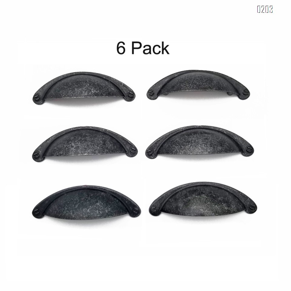6 Pack Zinc Alloy Vintage Farmhouse Drawer Pulls Modern Kitchen Hardware Cabinet Door Pull Handle Flat 64mm Hole Spacing 6 Pack