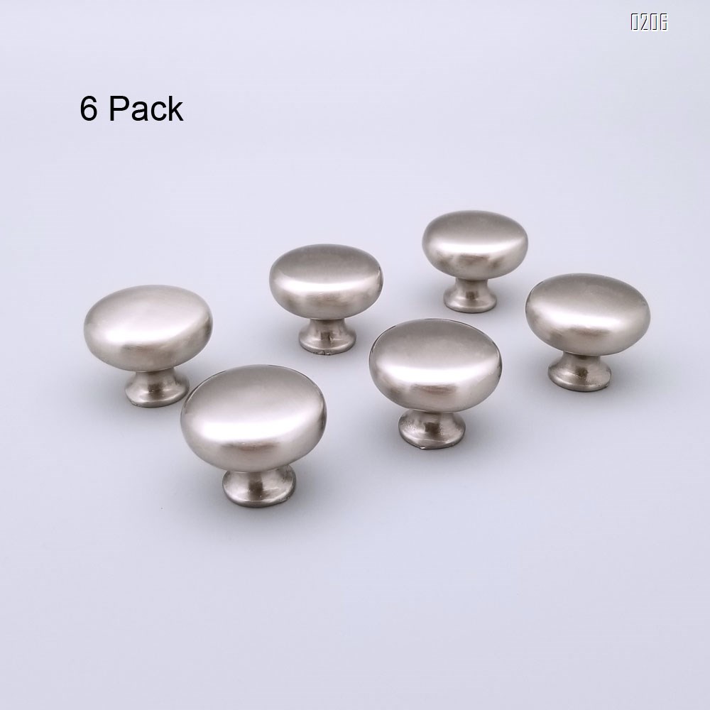 6 Pack Kitchen Cabinet Round Heavy drawer pulls  Knobs 6 Pack Brushed Nickel Cabinet Knobs  (31mm) Cupboard Door Heavy Knobs Silver Kitchen Hardware for Bathroom Drawer