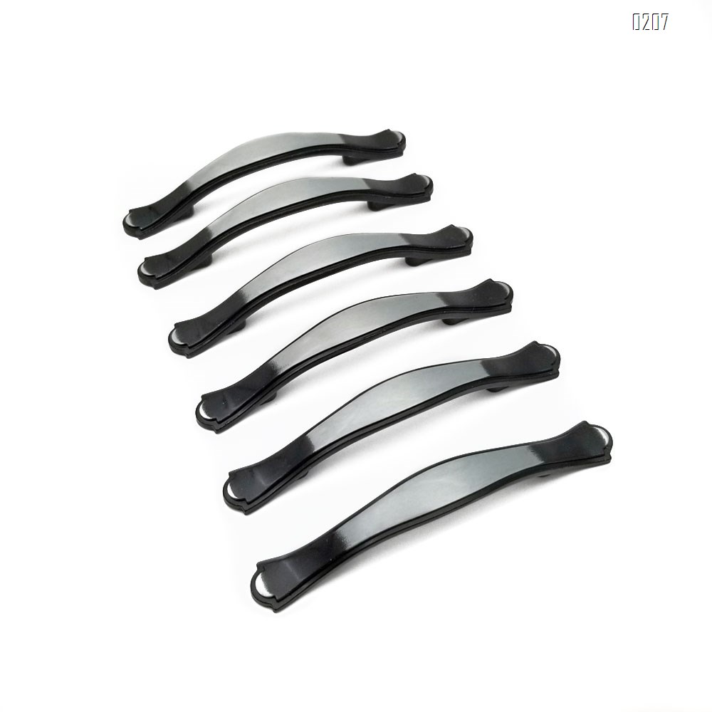 Wire Drawing Black Cabinet Pulls 131mm Length,6 Pack Modern Kitchen Cabinet Handles Hardware Cupboard Handles Zinc Alloy Drawer Handles for Kitchen Cabinet and Furniture Handle Pull(76 mm Hole Centers)(6 Pieces