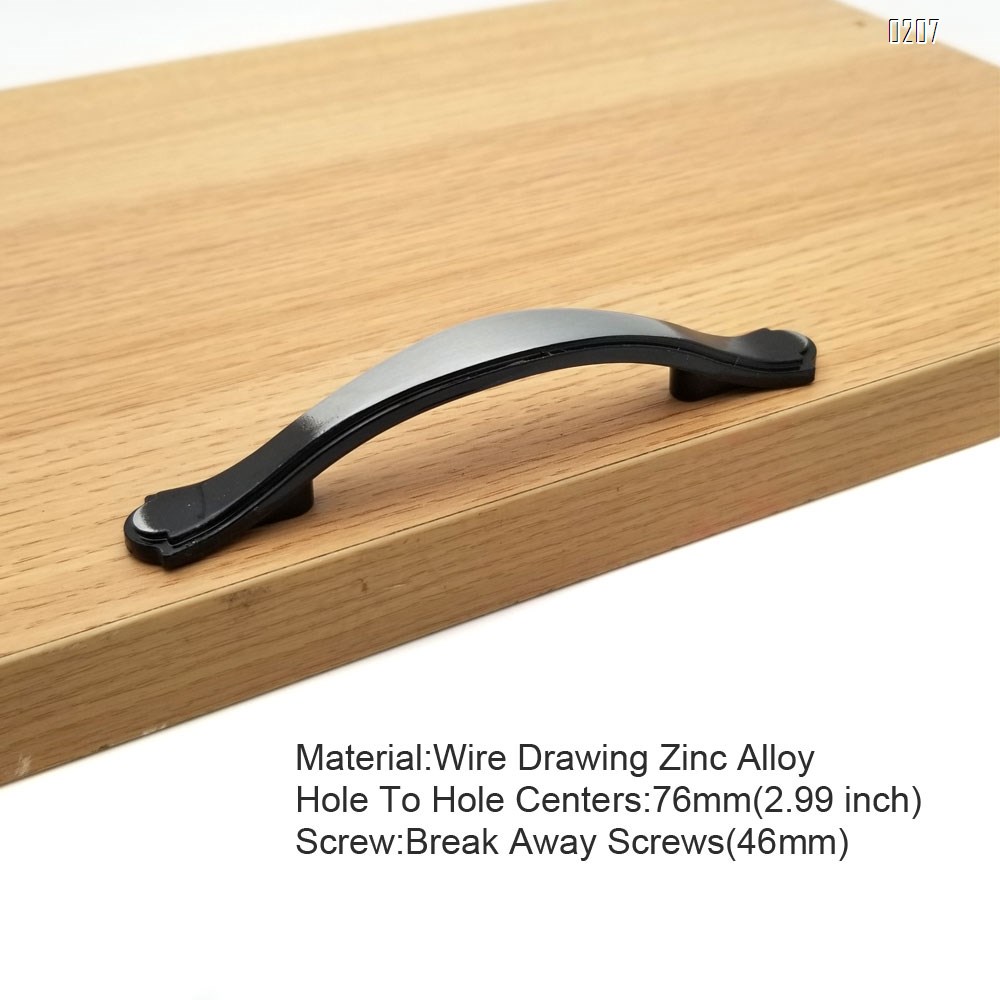 Wire Drawing Black Cabinet Pulls 131mm Length,6 Pack Modern Kitchen Cabinet Handles Hardware Cupboard Handles Zinc Alloy Drawer Handles for Kitchen Cabinet and Furniture Handle Pull(76 mm Hole Centers)(6 Pieces