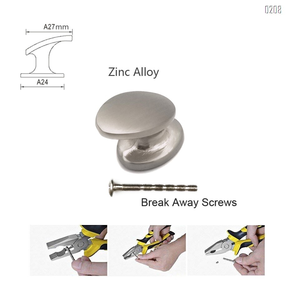 1- in (26mm) Zinc Alloy Oval Solid Cabinet Knob (6-Piece)