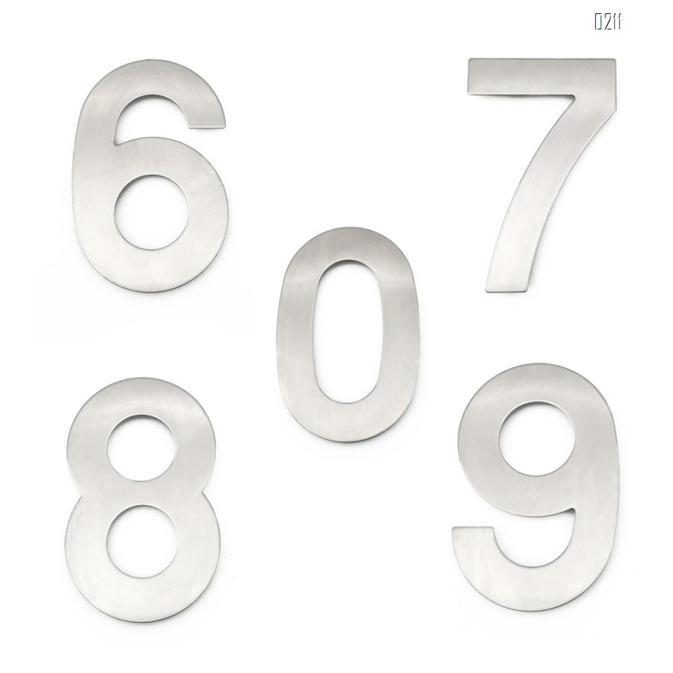 6 inch. Brushed 304 Stainless Steel Large Floating Modern House Number 0-9