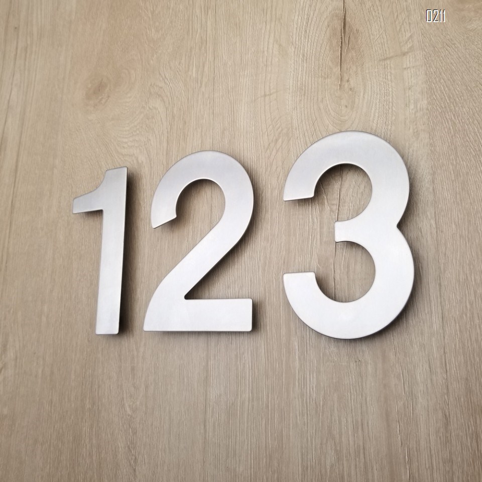 6 inch. Brushed 304 Stainless Steel Large Floating Modern House Number 0-9
