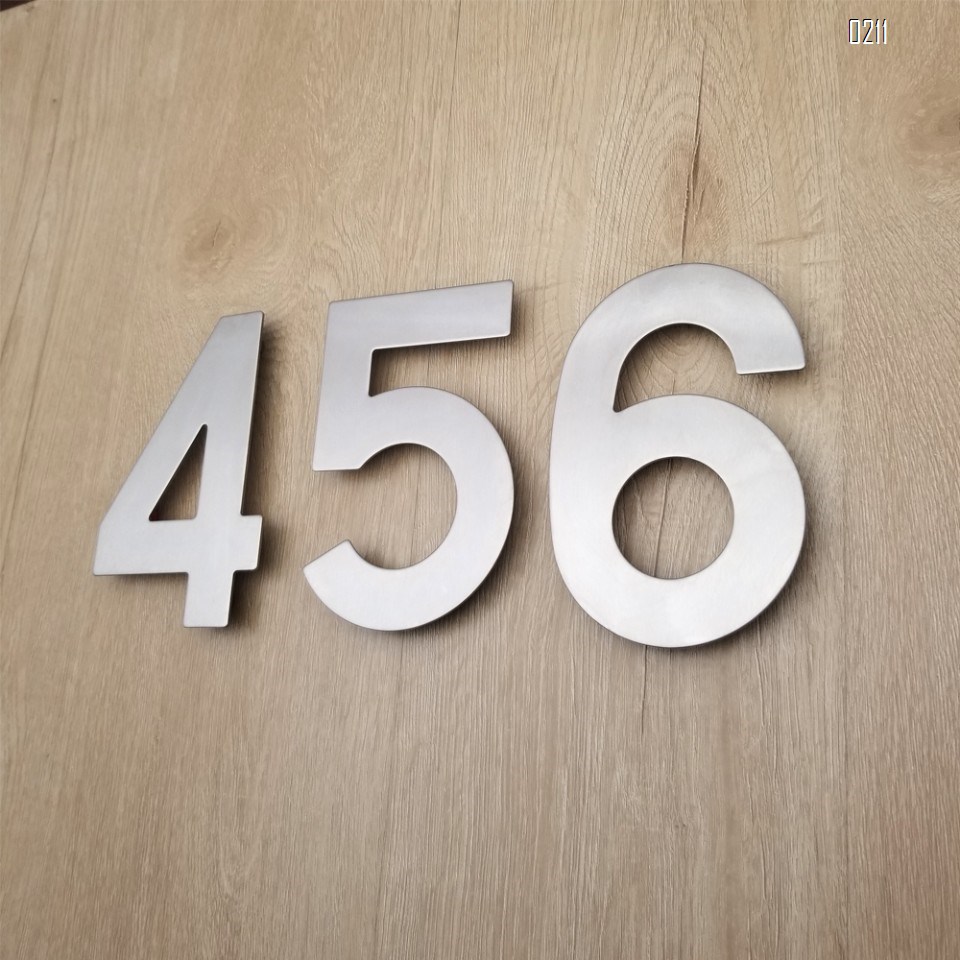 6 inch. Brushed 304 Stainless Steel Large Floating Modern House Number 0-9