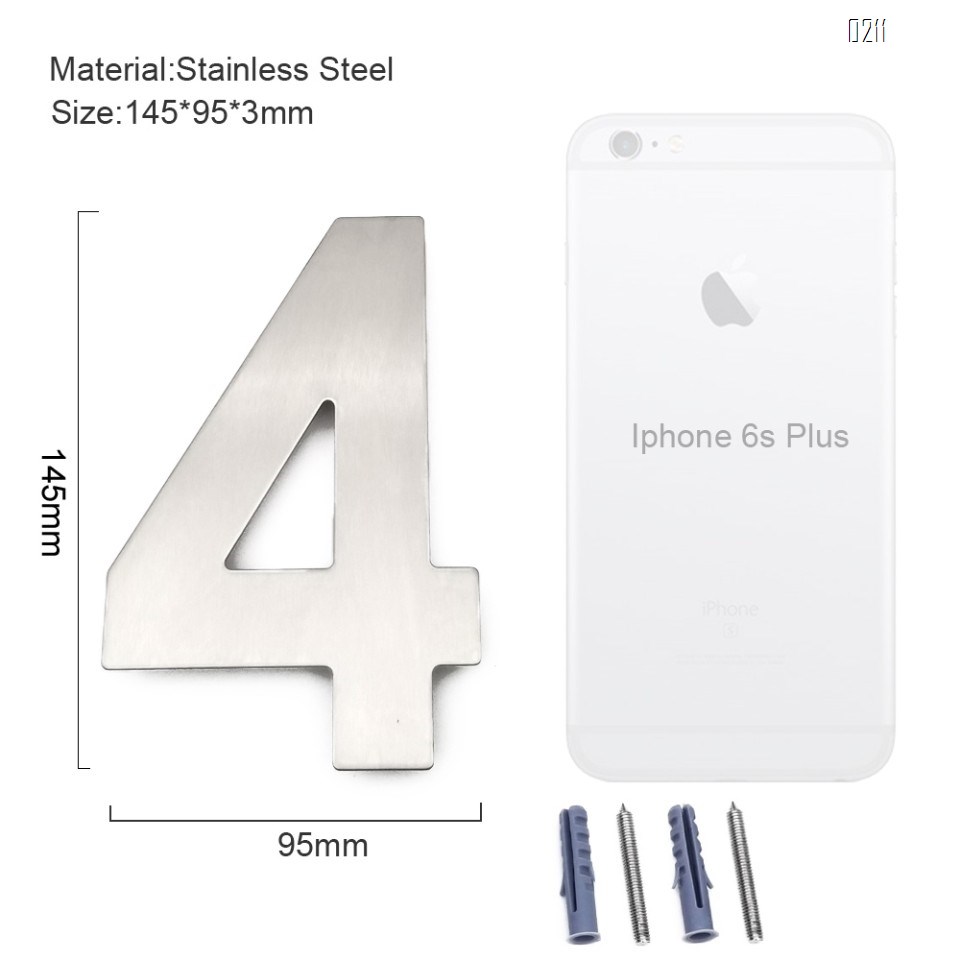 6 inch. Brushed 304 Stainless Steel Large Floating Modern House Number 0-9