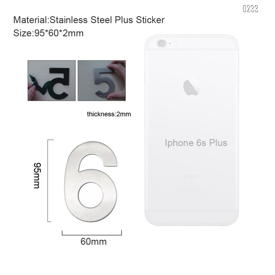 4 Inch House Numbers 6, Door Address Number Stickers for House/Apartment/Floor,  304 Stainless Steel