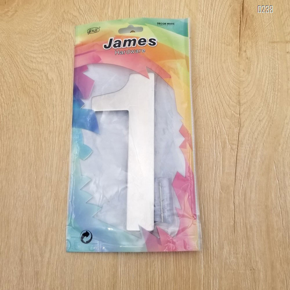 6 inch. Brushed 304 Stainless Steel Large Floating Modern House Numbers 1