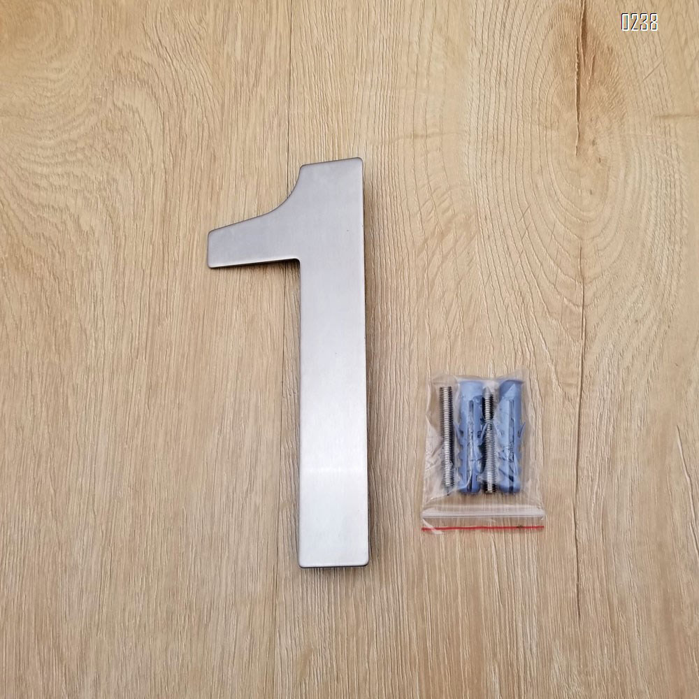 6 inch. Brushed 304 Stainless Steel Large Floating Modern House Numbers 1