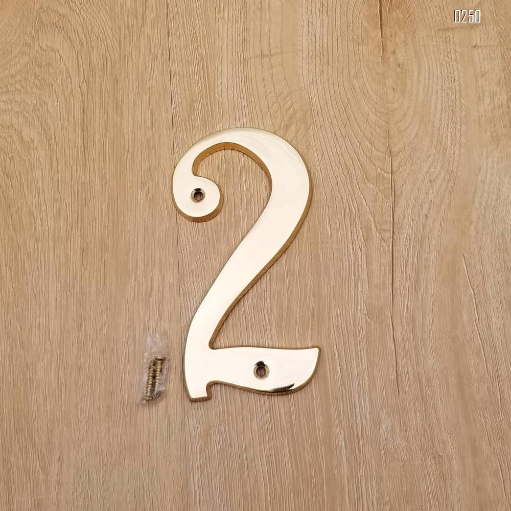 6 inch Copper Plaque for Outdoor Address Plate of Household Door Brass Number in 140 mm Grand Modern Door Number Hotel House Number 2