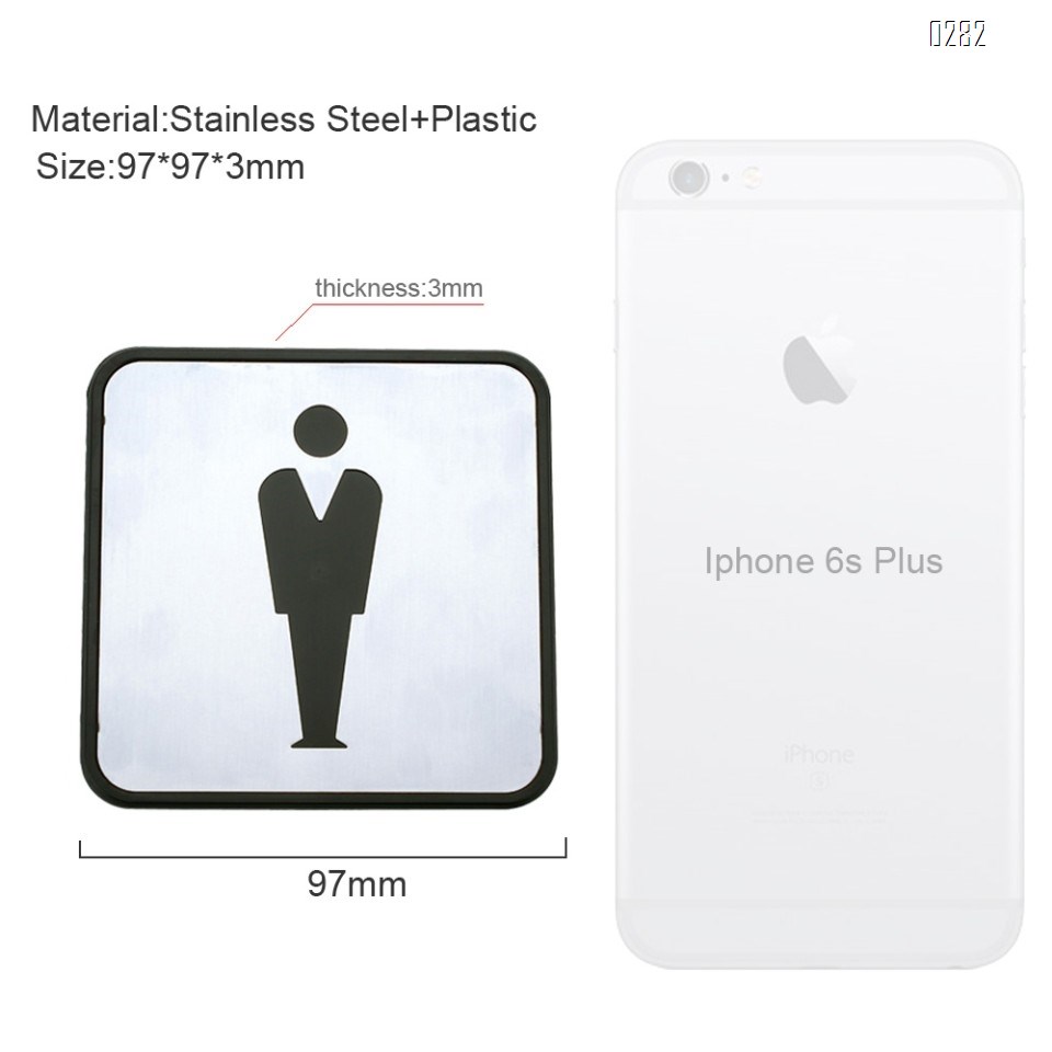 Self Sticker Men Bathroom Signs,  Bathroom Door Sign for Offices, Businesses,Stainless Steel Plus Plastic bathroom signs