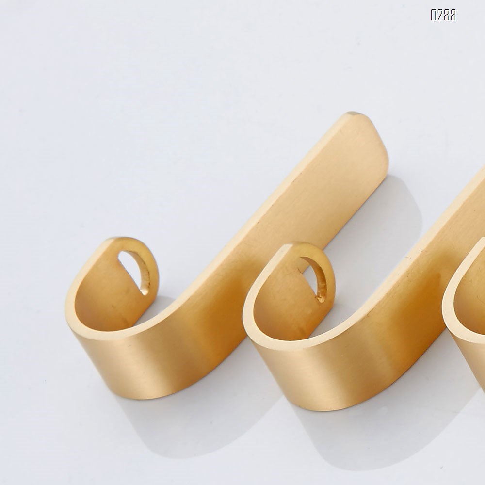 Metal Adhesive Wall Hooks, Punch-Free Installation Brass Hooks, Nordic Style Bathroom Kitchen Dining Room Wall-Mounted Hooks Hanger Door Towel Holder Rack.