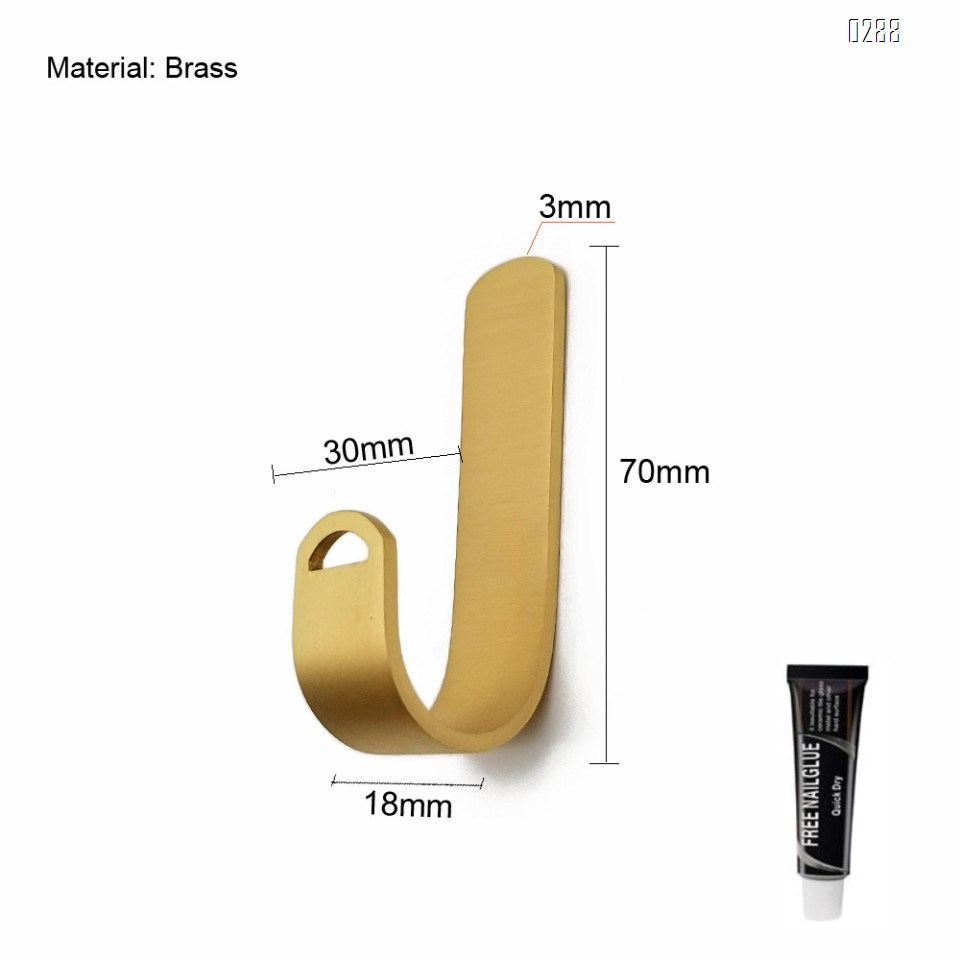 Metal Adhesive Wall Hooks, Punch-Free Installation Brass Hooks, Nordic Style Bathroom Kitchen Dining Room Wall-Mounted Hooks Hanger Door Towel Holder Rack.