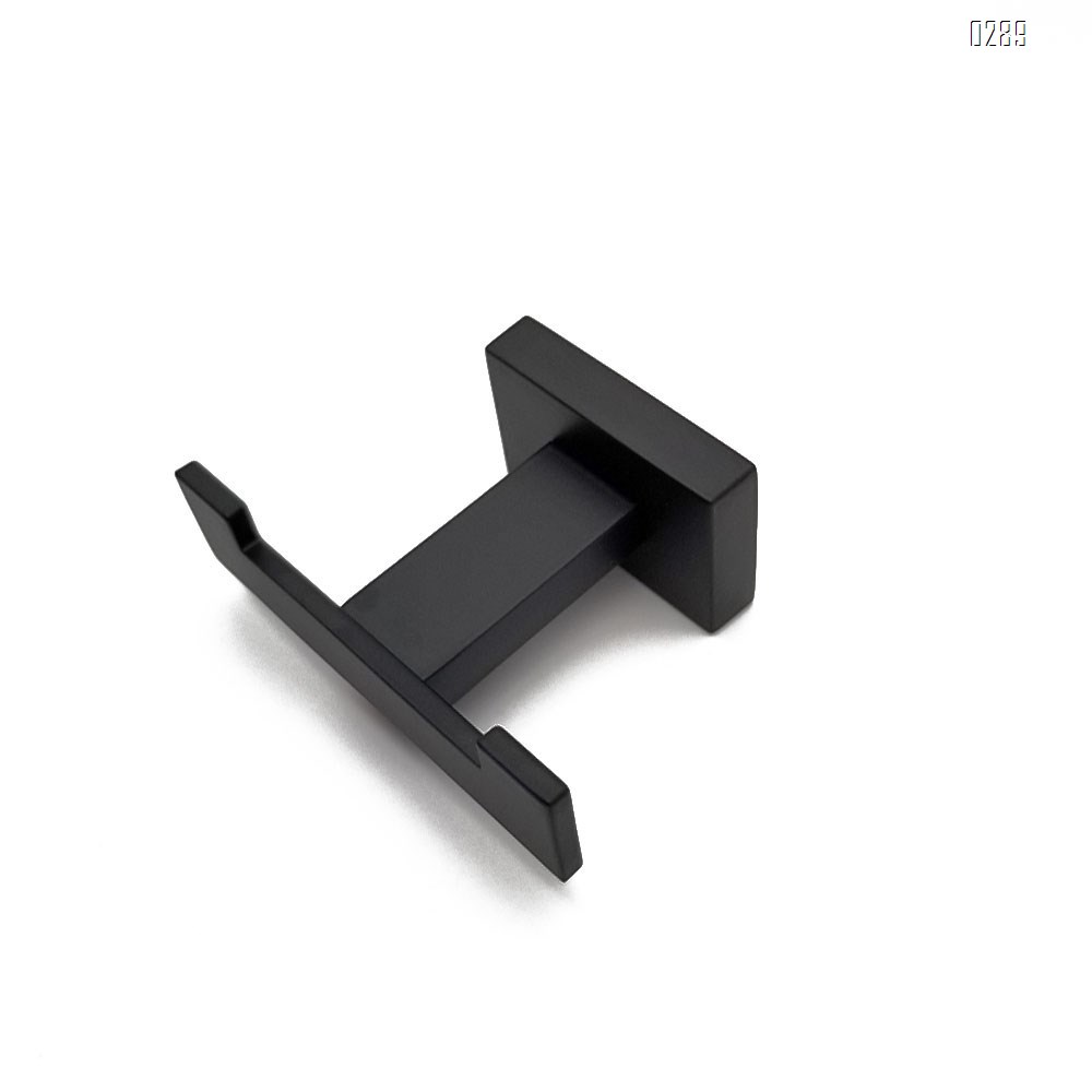 Screw Fix Double Robe Hook, Angle Simple Stainless Steel Bath Towel Hook Coat Hook Purse Holder Kitchen Bathroom Shower Towels Dual Hook Washcloths Jackets Holder Wall Mount, Matte Black