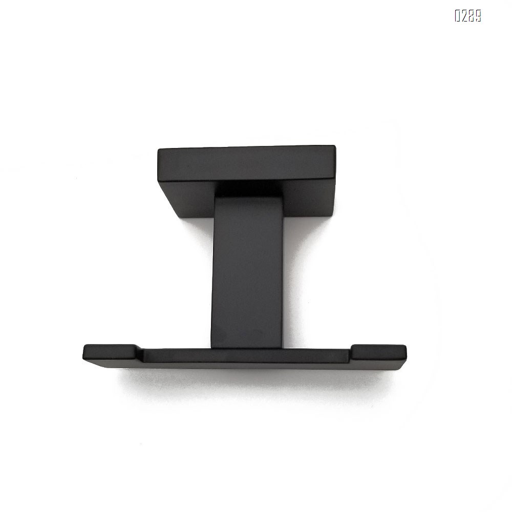 Screw Fix Double Robe Hook, Angle Simple Stainless Steel Bath Towel Hook Coat Hook Purse Holder Kitchen Bathroom Shower Towels Dual Hook Washcloths Jackets Holder Wall Mount, Matte Black