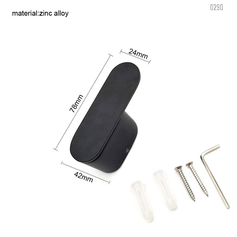 Screw Fix Bathroom Matte Black Coat Hook Zinc Alloy Single Towel/Robe Clothes Hook for Bath Kitchen Garage Heavy Duty Contemporary Hotel Style Wall Mounted