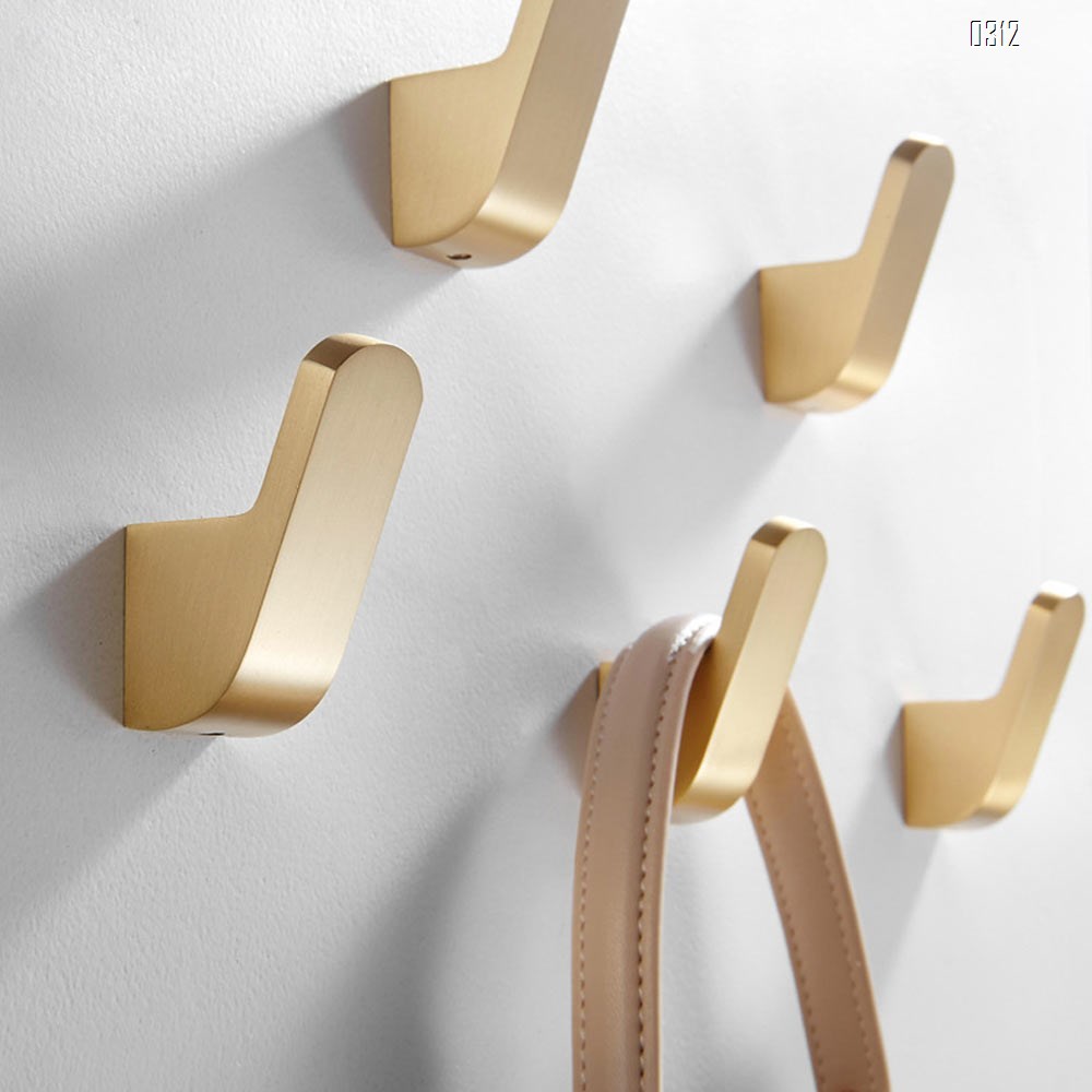 Small Home Brass Bath Towel Hooks Super Heavy Duty Wall Mount Brass Finish Hook, Fit for Bedroom,Living Room, Bathroom and Fitting Room, Office