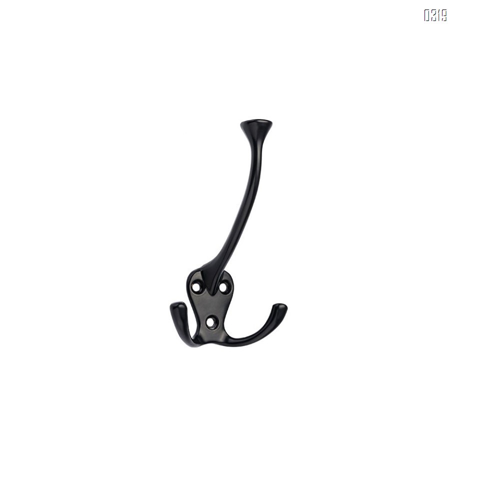 Black Heavy Duty Wall Mounted Hook Hardware Tri Prong Retro Coat Hooks Retro Hooks for Coat, Scarf, Bag, Towel, Key, Cap, Cup, Hat
