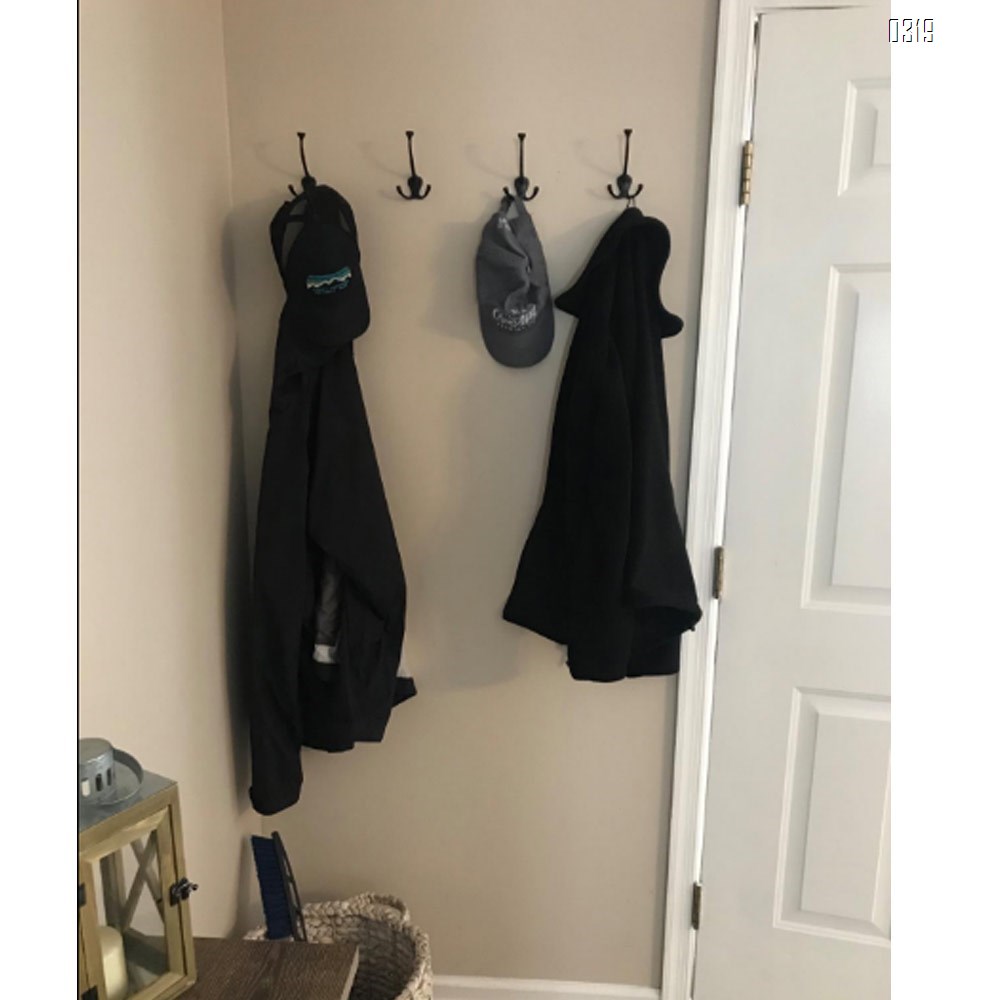Black Heavy Duty Wall Mounted Hook Hardware Tri Prong Retro Coat Hooks Retro Hooks for Coat, Scarf, Bag, Towel, Key, Cap, Cup, Hat