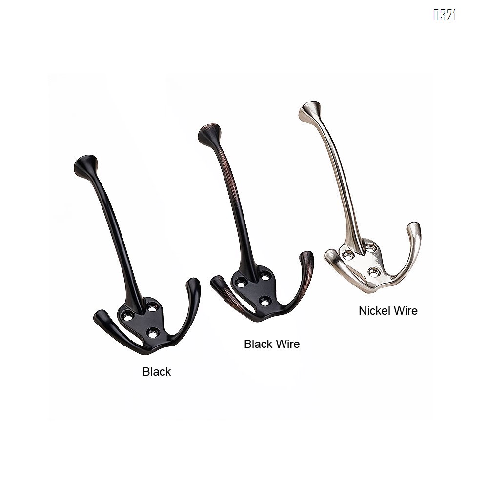Nickel Wire Heavy Duty Wall Mounted Hook Hardware Tri Prong Retro Coat Hooks Retro Hooks for Coat, Scarf, Bag, Towel, Key, Cap, Cup, Hat