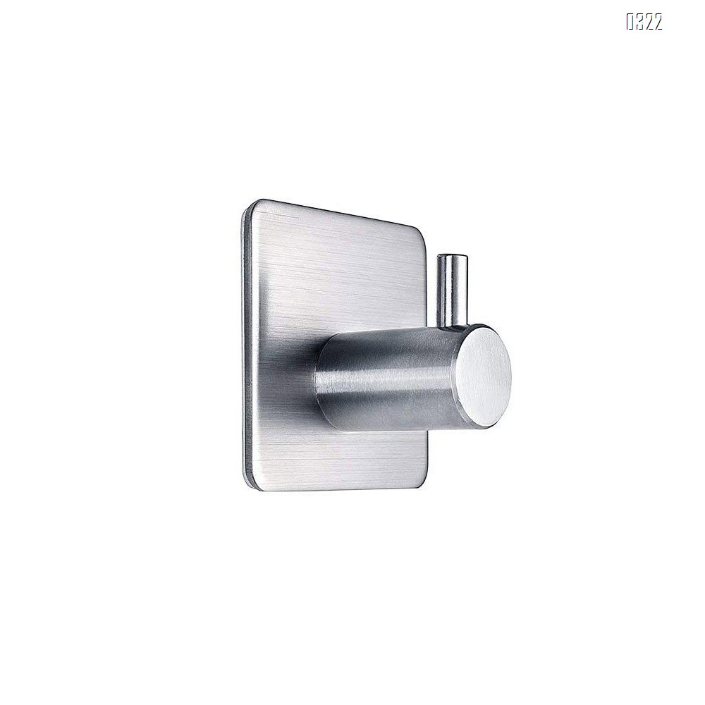 Adhesive Hooks Heavy Duty Wall Hooks Waterproof Stainless Steel Hooks for Hanging Coat, Hat,Towel Robe Hook Rack Wall Mount- Bathroom and Bedroom