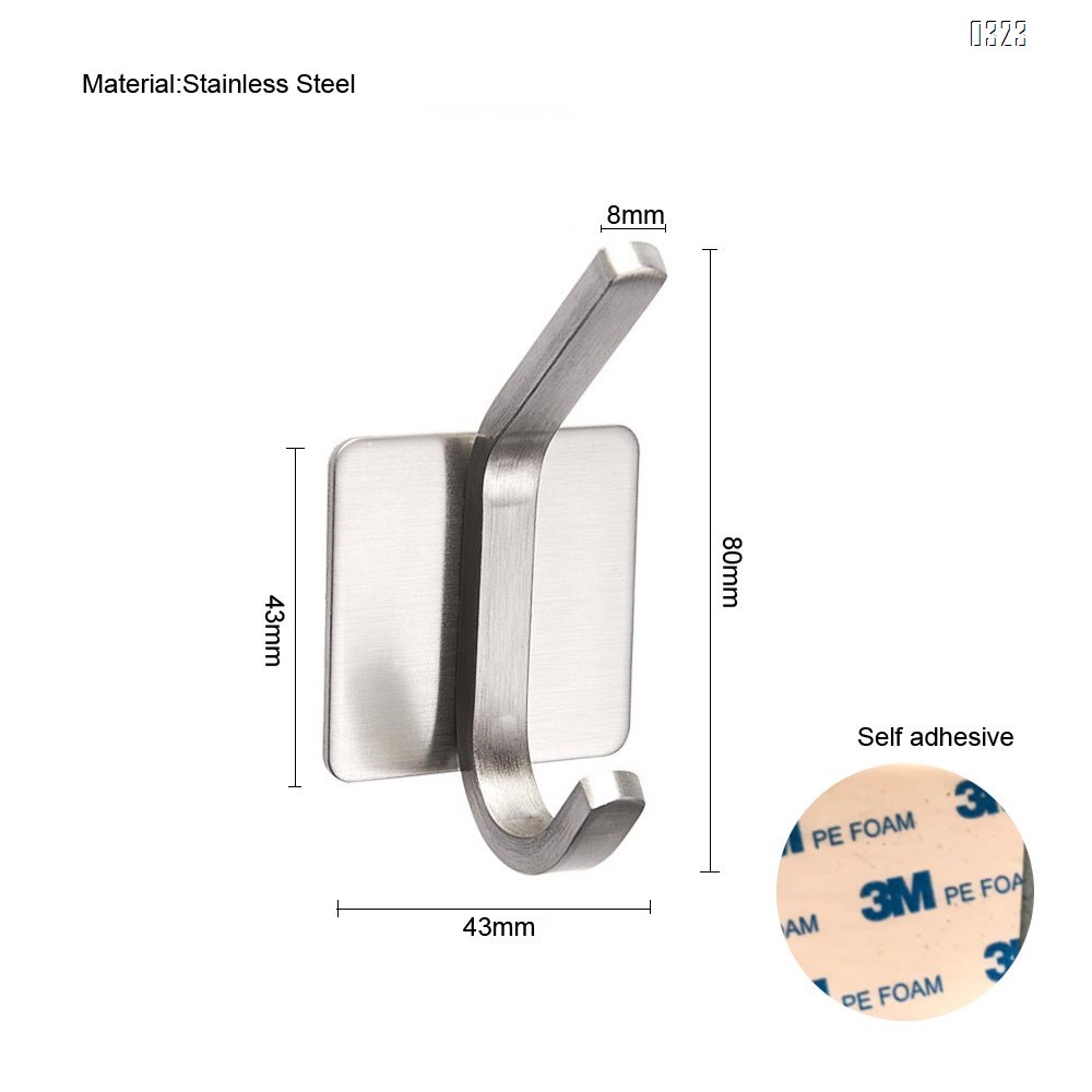 Towel Hook/Adhesive Hooks - Wall Hooks for Hanging Bathroom Stick on Hooks 304 Stainless Steel Brushed