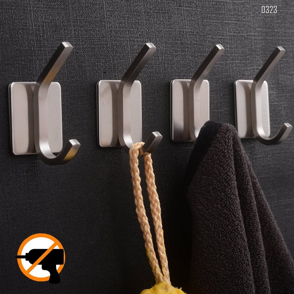 Towel Hook/Adhesive Hooks - Wall Hooks for Hanging Bathroom Stick on Hooks 304 Stainless Steel Brushed