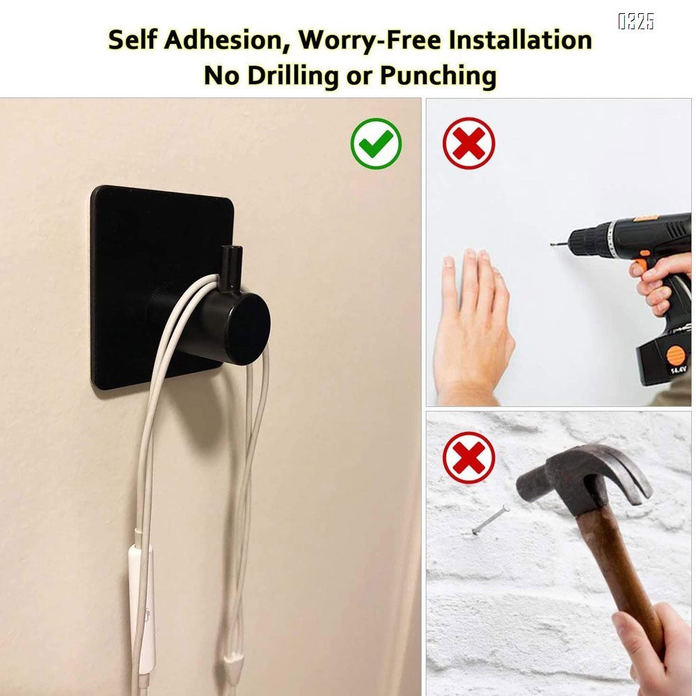 Self Adhesive Heavy Duty Hooks - Black 304 Stainless Steel Waterproof, Towel Rack, Robe Hanger, Sticky Wall Hooks Hanging Coat, Bag, Hat, Washroom Bathroom Kitchen Glass Anti-Skid Hook