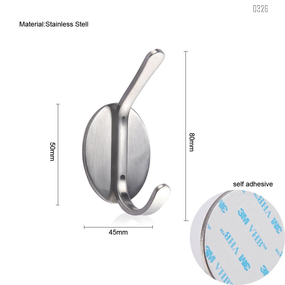 Oval hook 304 stainless steel strong adhesive creative hole free household nail free multifunctional bathroom coat hook